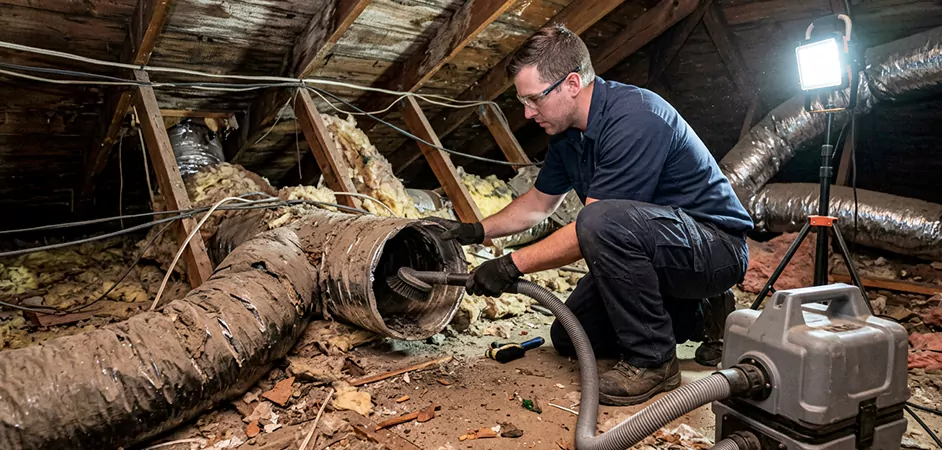 Storm-Damaged Attic Duct Cleaning in Denton