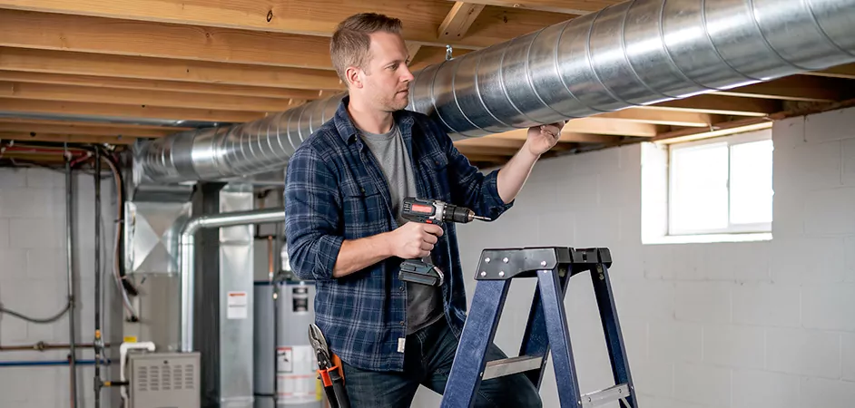 Exposed Spiral Ductwork in Denton